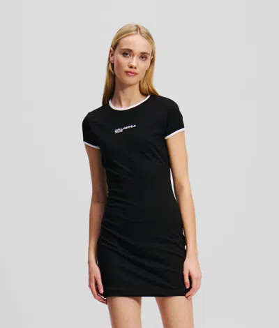 Karl Lagerfeld Klj Logo Fitted T-shirt Dress In Black