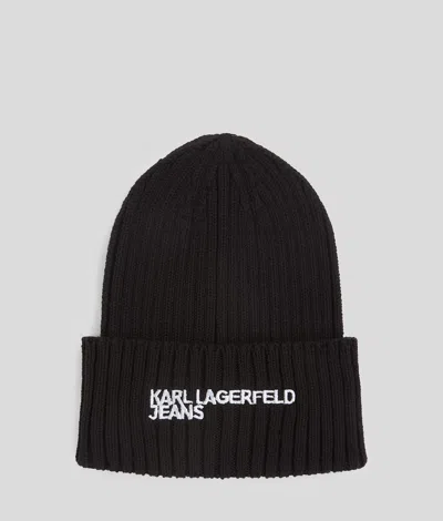 Karl Lagerfeld Klj Logo Ribbed Beanie