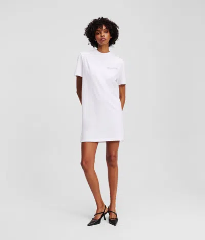 Karl Lagerfeld Klj Logo T-shirt Dress In White