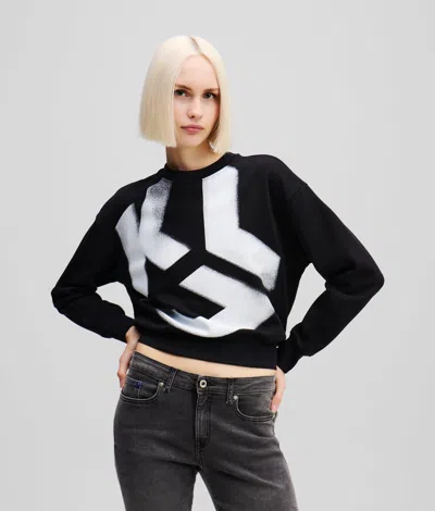 Karl Lagerfeld Klj Monogram Bleached Sweatshirt In Black