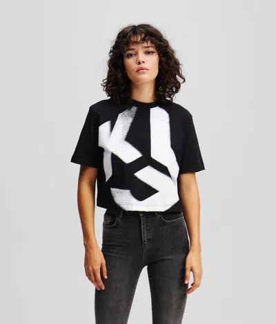 Karl Lagerfeld Klj Monogram Bleached T-shirt In Black