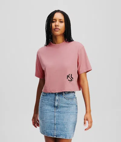 Karl Lagerfeld Klj Monogram Cropped T-shirt In Pink