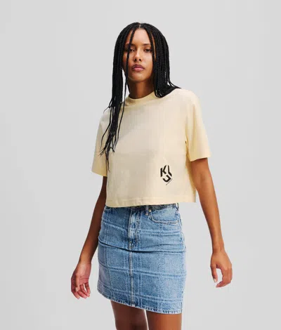 Karl Lagerfeld Klj Monogram Cropped T-shirt In Neutral