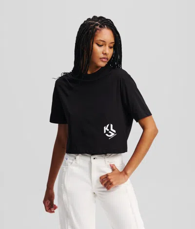 Karl Lagerfeld Klj Monogram Cropped T-shirt In Black