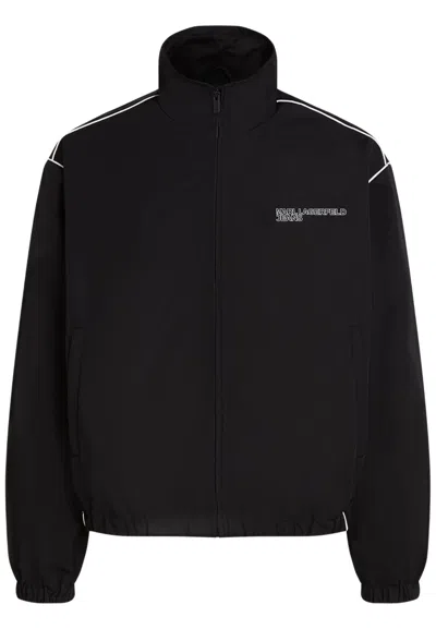 Karl Lagerfeld Klj Zip Up Piping Jacket Jacket In Black