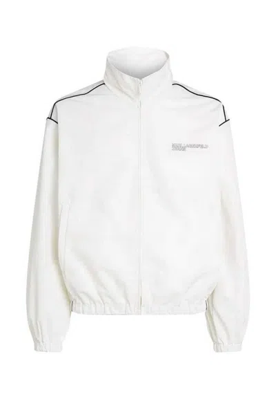 Karl Lagerfeld Klj Zip Up Piping Jacket Jacket In White