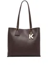 Karl Lagerfeld Chic Mini Tote Handbag With Golden Logo Pendant In Brown