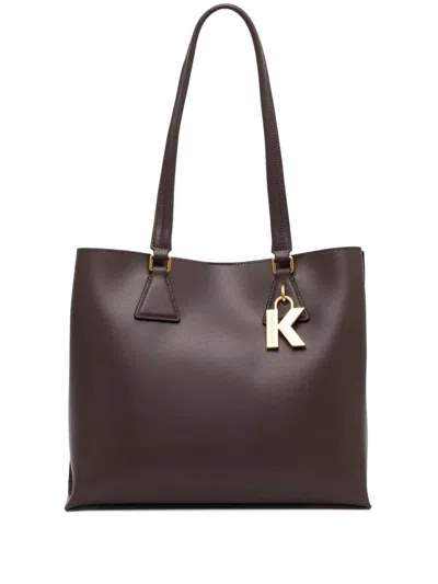Karl Lagerfeld Chic Mini Tote Handbag With Golden Logo Pendant In Black