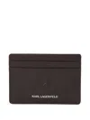 Karl Lagerfeld K/loom Leather Cardholder In Brown