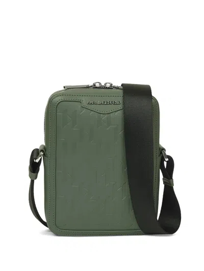 Karl Lagerfeld K/loom Leather Messenger Bag In Green