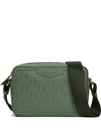 Karl Lagerfeld K/loom Leather Messenger Bag In Green