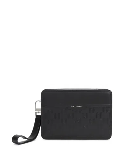 Karl Lagerfeld K/loom Clutch Aus Leder In Black