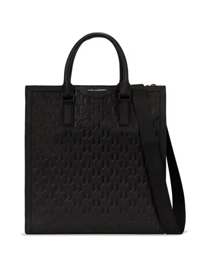 Karl Lagerfeld K/loom Leather Tote Bag In Black