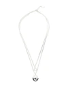 Karl Lagerfeld K/monogram Dip Double Necklace Woman Necklace Silver Size - Brass, Enamel In Silver