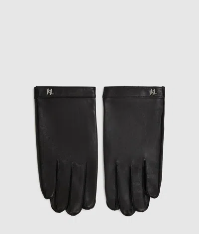 Karl Lagerfeld K/monogram Leather Gloves In Black