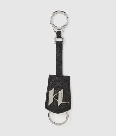 Karl Lagerfeld K/monogram Leather Keychain In Black