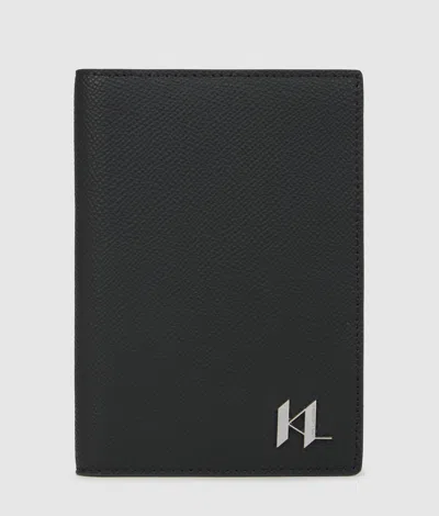 Karl Lagerfeld K/monogram Passport Holder In Black