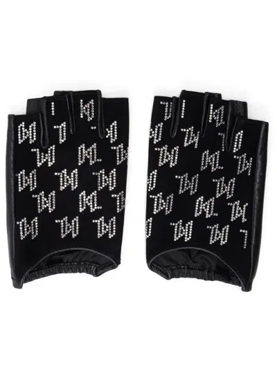 Karl Lagerfeld K/monogram Rhinestone-embellished Gloves In Black