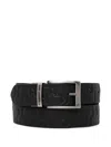Karl Lagerfeld K/monogram Textured Logo Belt In Black