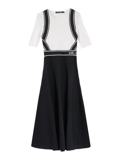Karl Lagerfeld Knit Logo Short Sleeve Dress In Black