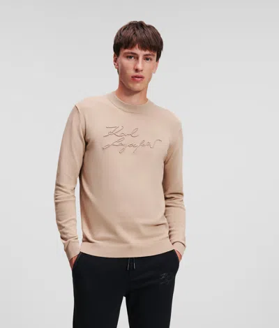 Karl Lagerfeld Knit Logo Sweater In Sand