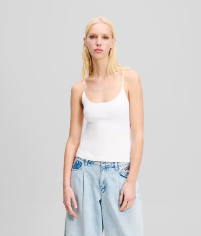 Karl Lagerfeld Knit Tank Top In White
