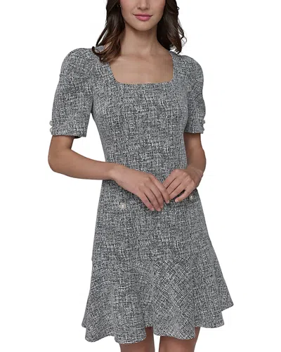 Karl Lagerfeld Knit Tweed Sheath Dress In Black/soft White