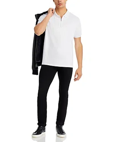 Karl Lagerfeld Knit Zip Polo Shirt In White