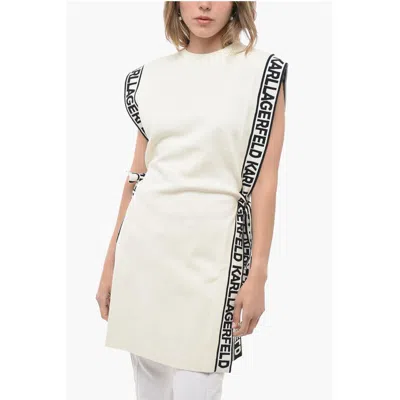 Karl Lagerfeld Knitted Crew-neck Tunic Dress With Logoed Women's Belt