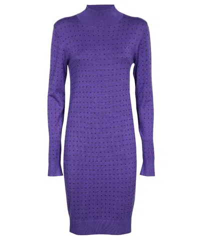 Karl Lagerfeld Knitted Dress In Purple