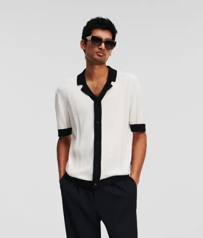 Karl Lagerfeld Knitted Short-sleeved Shirt In White