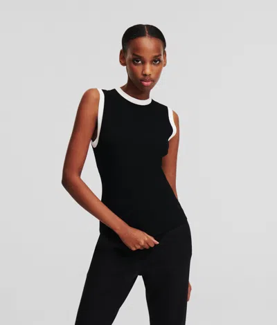Karl Lagerfeld Knitted Tank Top In Black