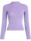 Karl Lagerfeld Metallic Mock-neck Sweater In Purple