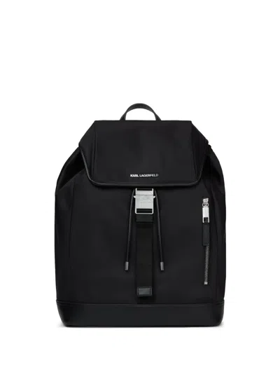 Karl Lagerfeld K/nylon Buckle Backpack In Black