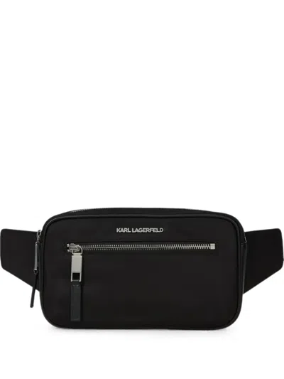 Karl Lagerfeld K/nylon Buckle Belt Bag In Black