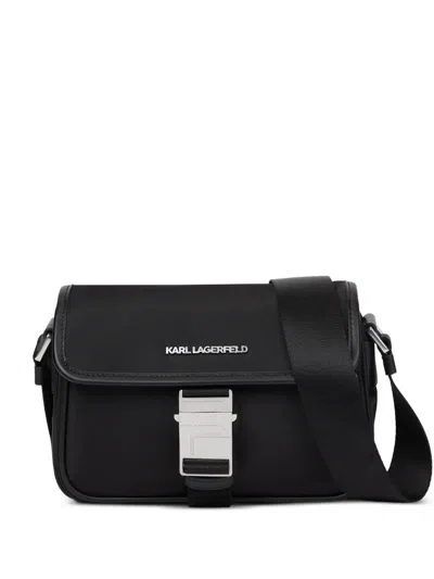 Karl Lagerfeld K/nylon Buckle Messenger Bag In Black