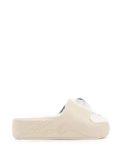 Karl Lagerfeld Kobo Ii Signia Shine Slides In Neutral