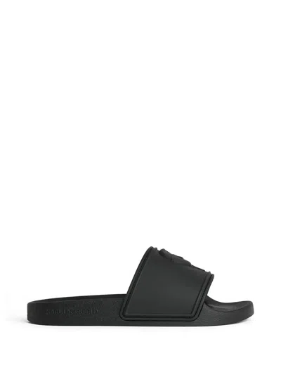 Karl Lagerfeld Kondo 2.0 Embossed Slides In Black