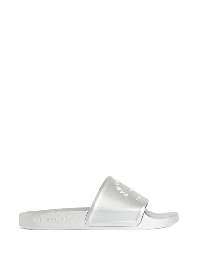 Karl Lagerfeld Kondo 2.0 Logo-print Slides In Silver