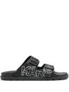 Karl Lagerfeld Logo-embossed Buckled Sandals In Schwarz