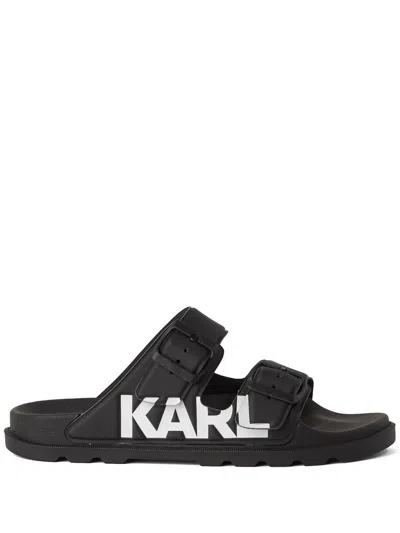 Karl Lagerfeld Kondo Tred Double-strap Sandals In Black