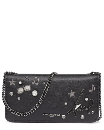 Karl Lagerfeld Kosette Small Leather Shoulder Bag In Black