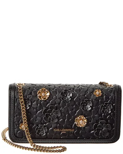 Karl Lagerfeld Kosette Small Leather Shoulder Bag In Black