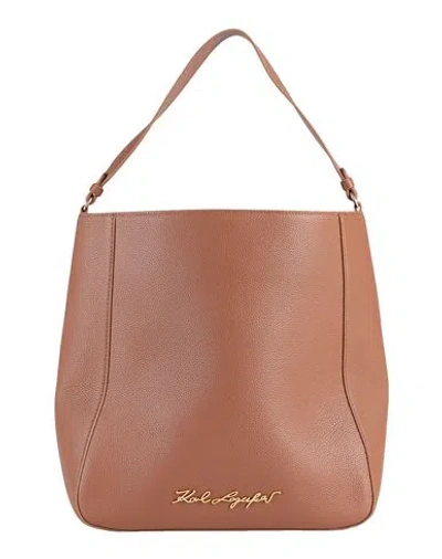 Karl Lagerfeld K/pebble Hobo Woman Handbag Brown Size - Bovine Leather