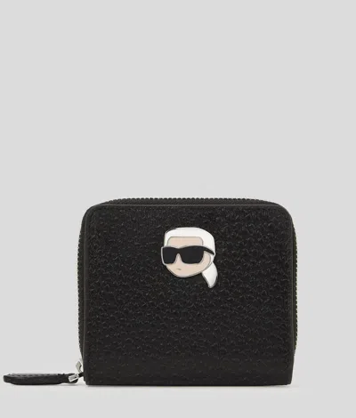 Karl Lagerfeld K/pebble Mittelgrosses Genopptes Portemonnaie In Black