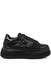 Karl Lagerfeld Kreeper Lo Leather Sneakers In Black