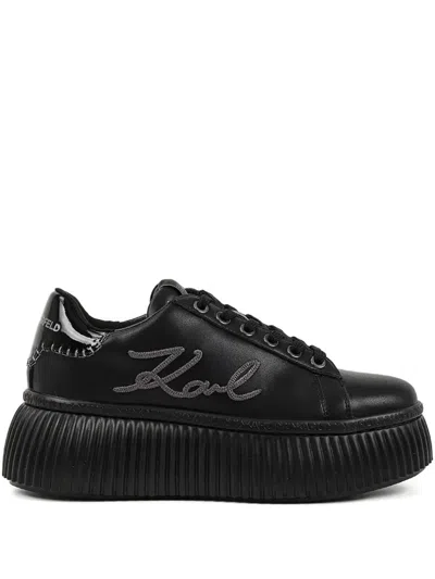 Karl Lagerfeld Kreeper Lo Leather Sneakers In Black