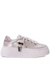 Karl Lagerfeld Round Toe Lace In Silver