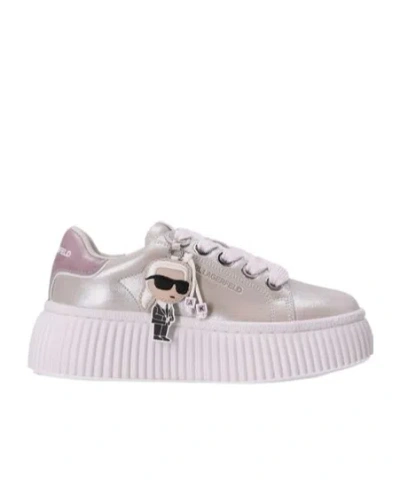 KARL LAGERFELD KARL LAGERFELD ROUND TOE LACE-UP SNEAKERS