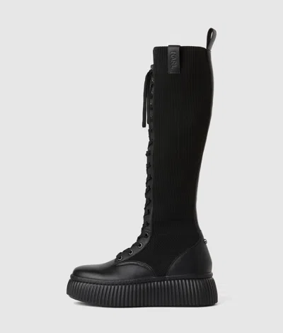 Karl Lagerfeld Kreeper Tall Knitted Boots In Black